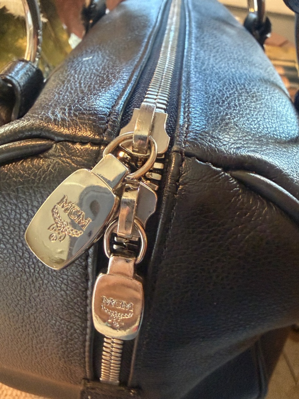 MCM Black Leather Boston  Satchel with Silver Hardware - Picture 10 of 16